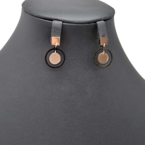 BO1231E Boucles D Oreilles Pendantes Avec Multi Cercles Acier Or Rose