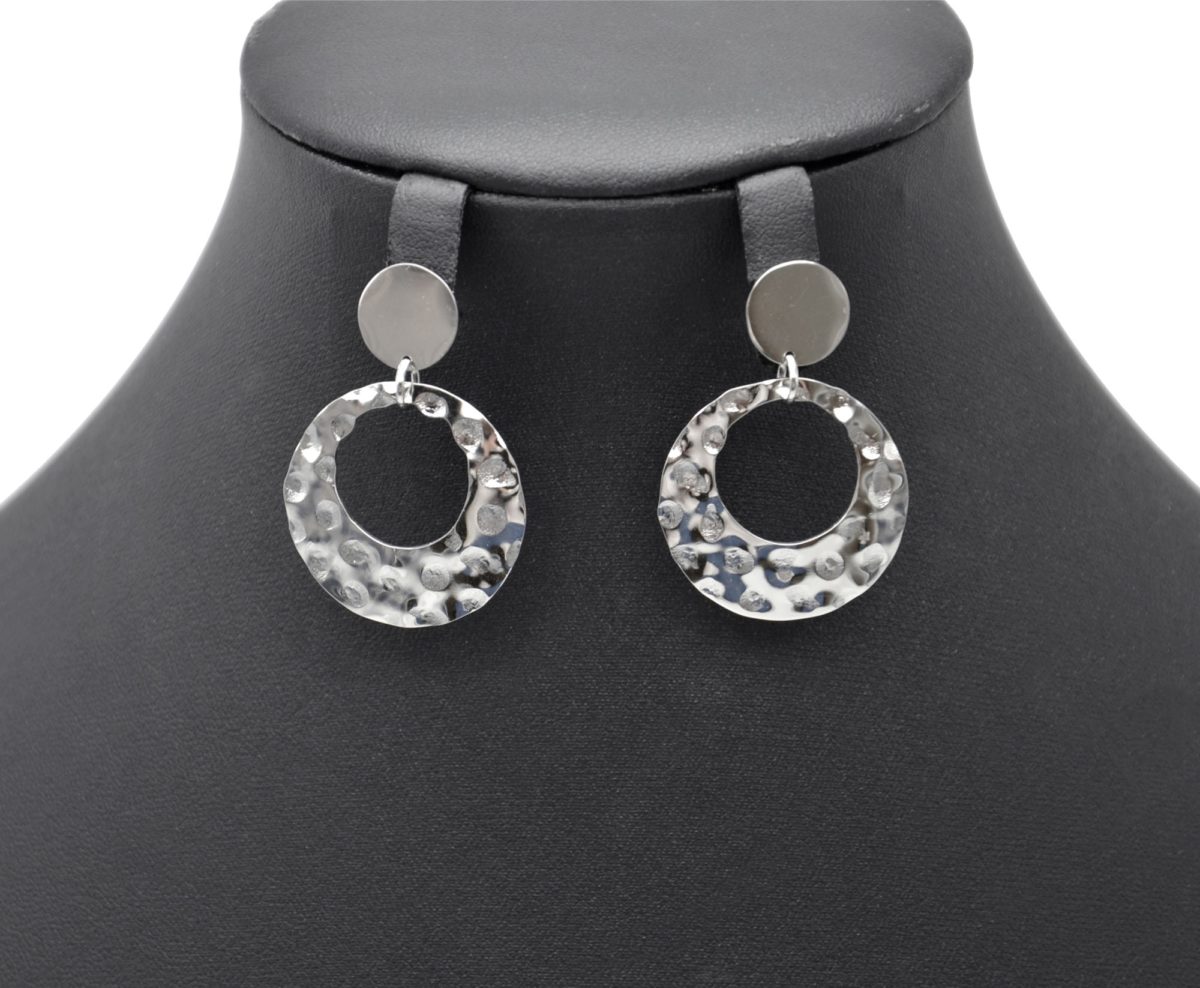 Bo F Boucles D Oreilles Statement M Dailles Acier Argent Et