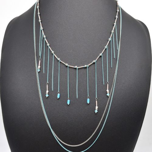 Sautoir-Collier-Multi-Rangs-et-Mini-Chaines-avec-Perles-Turquoise