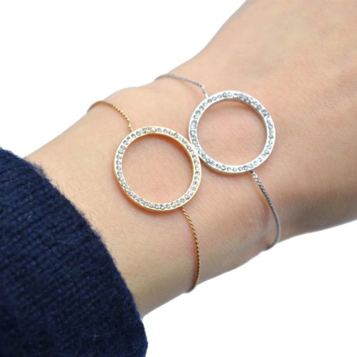 Bracelet-Fine-Chaine-Ajustable-avec-Charm-Cercle-Contour-Strass-et-Metal