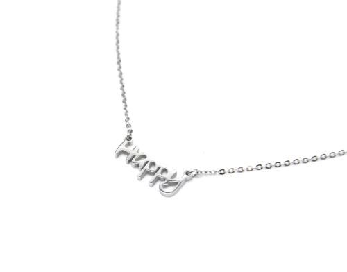 Collier-Fine-Chaine-avec-Pendentif-Happy-Acier-Argente