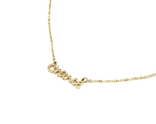 Collier-Fine-Chaine-avec-Pendentif-Chance-Acier-Dore