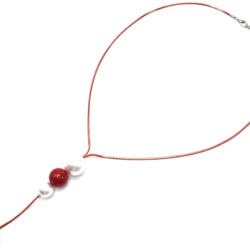 Sautoir-Collier-Chaine-Serpent-Metal-avec-Pendentif-Y-Perles-Ecru-et-Boules-Rouge/Gris