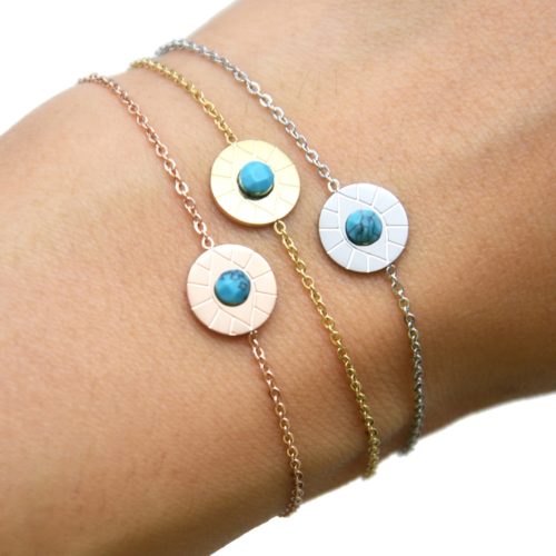 Bracelet-Fine-Chaine-Acier-avec-Charm-Cercle-Oeil-Pierre-Turquoise
