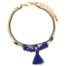 Bracelet-Multi-Rangs-Chaine-Metal-Dore-avec-Perles-et-Pompon-Bleu-Roi