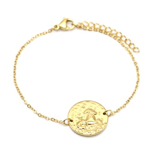 Bracelet-Charm-Medaille-Signe-Astro-Capricorne-Acier-Dore