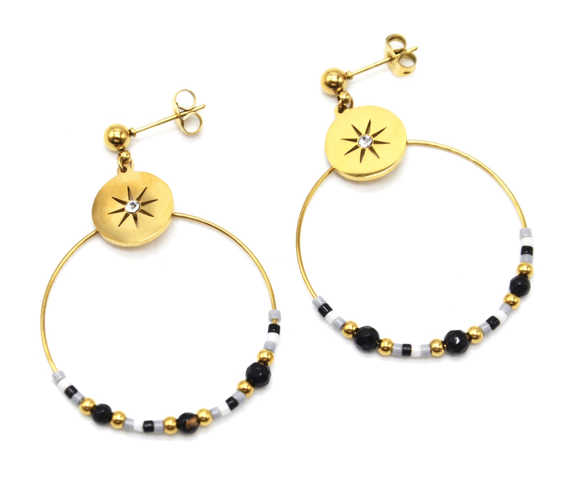Boucles Maillons acier doré or : Acheter les plus belles boucles d'oreilles  pas chères de la nouvelle collection