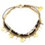 Bracelet-Multi-Rangs-avec-Pampilles-Acier-Dore-Mini-Perles-et-Pierres-Noires