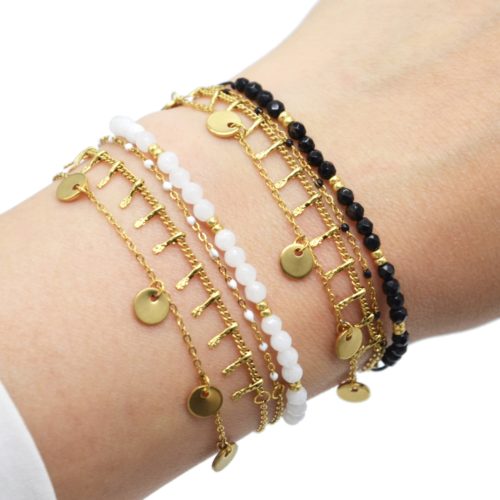 Bracelet-Multi-Rangs-avec-Pampilles-Acier-Dore-Mini-Perles-et-Pierres