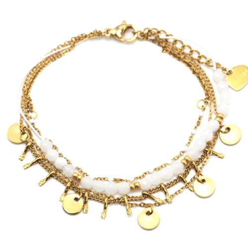 Bracelet-Multi-Rangs-avec-Pampilles-Acier-Dore-Mini-Perles-et-Pierres-Blanches