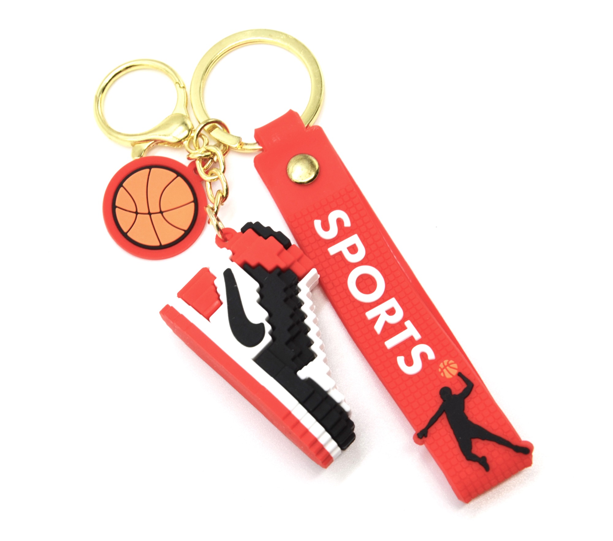 Porte clés métal basket rouge - Autour du prénom